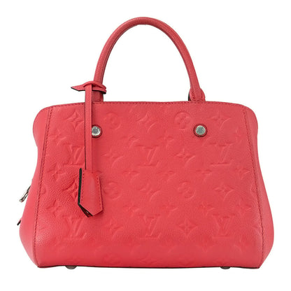 Louis Vuitton Montaigne BB Monogram Implant Dahlia Red Leather 2WAY Handbag Shoulder Bag