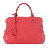 Louis Vuitton Montaigne BB Monogram Implant Dahlia Red Leather 2WAY Handbag Shoulder Bag