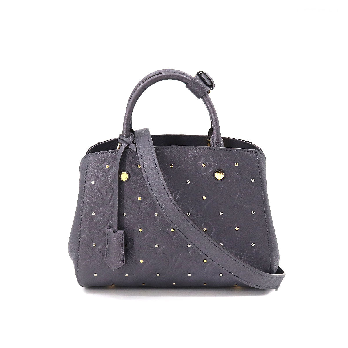 Louis Vuitton Emplant Montaigne BB Shoulder Bag Leather Silver Studs Black
