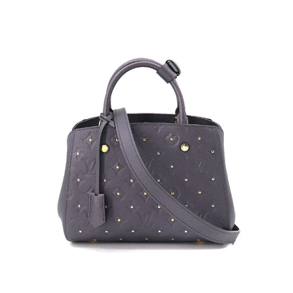 Louis Vuitton Emplant Montaigne BB Shoulder Bag Leather Silver Studs Black