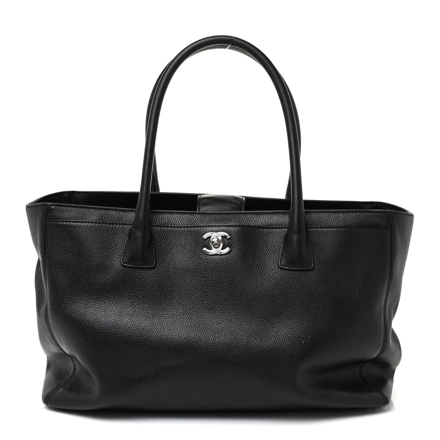 Calfskin Cerf Executive Shopper Tote Black