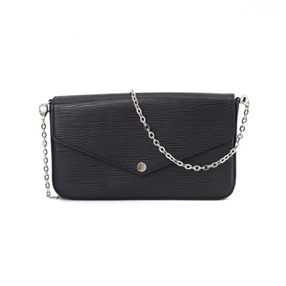 Louis Vuitton Epi Pochette Felicie Chain Wallet Leather Noir Black