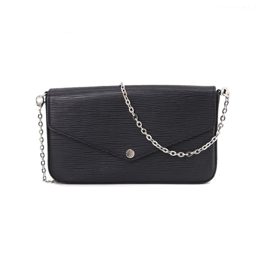 Louis Vuitton Epi Pochette Felicie Chain Wallet Leather Noir Black