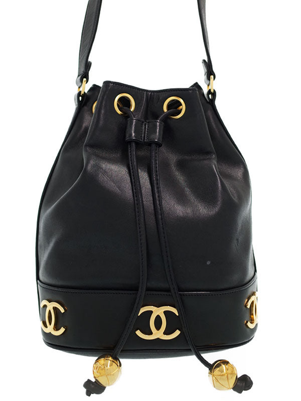 Chanel Triple Coco Mark Chain Shoulder Bag Black
