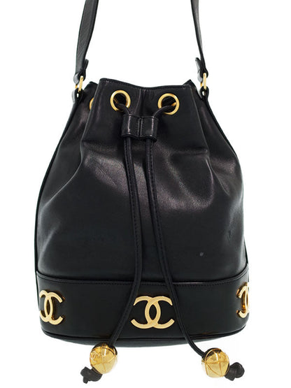 Chanel Triple Coco Mark Chain Shoulder Bag Black