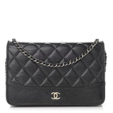 Aged Calfskin Quilted Gabrielle Wallet On Chain WOC Black