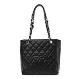 Caviar Quilted Petit Shopping Tote PST Black