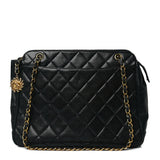 Caviar Quilted Sun Medallion Shoulder Bag Black
