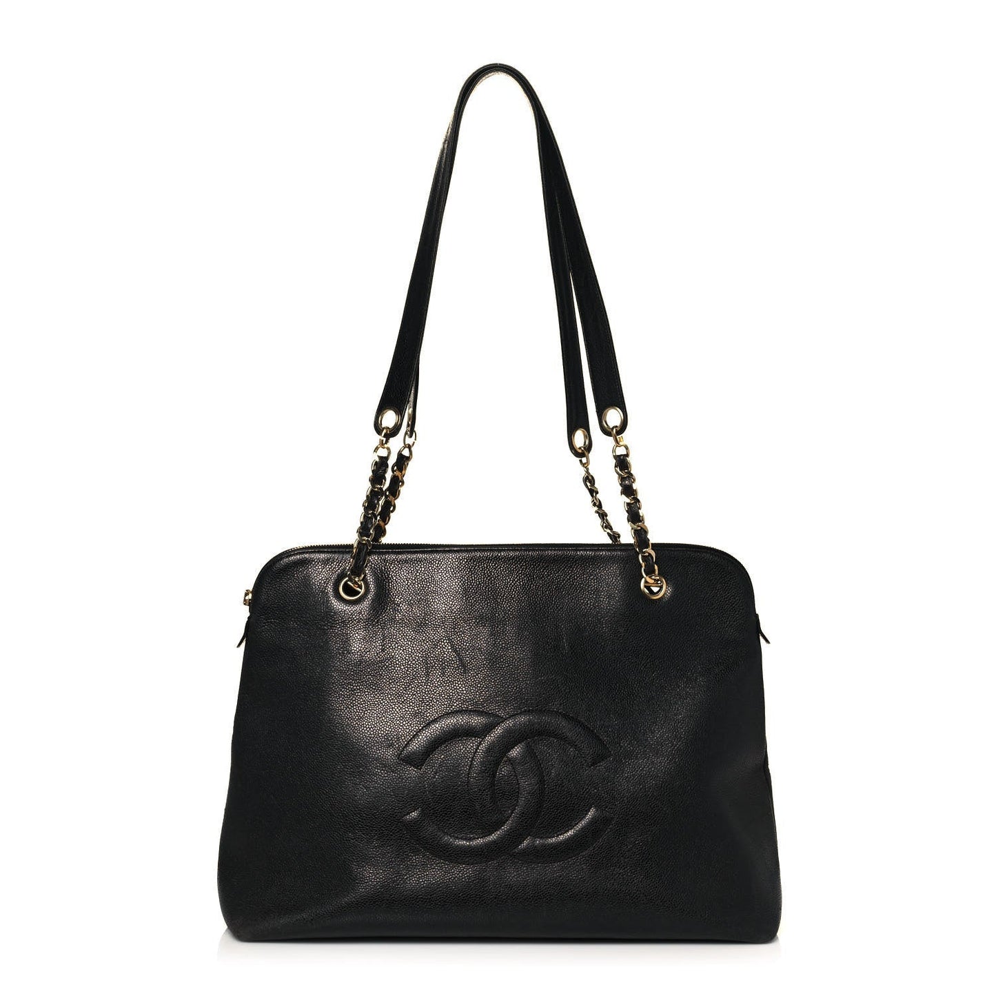 Caviar Large CC Shoulder Bag Black