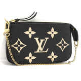 Louis Vuitton Mini Pochette Pouch Monogram Emplant Black Beige