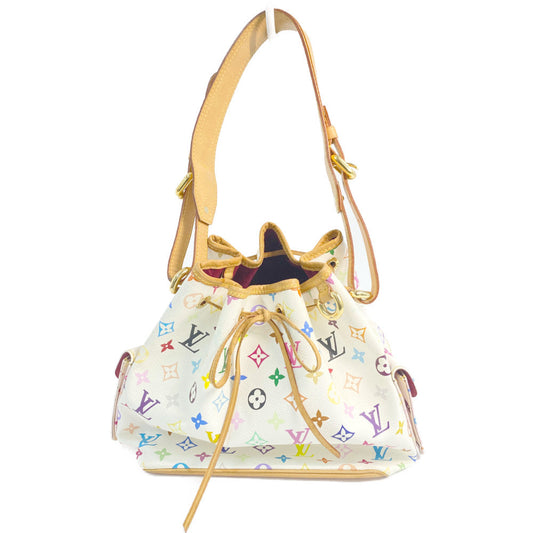 Louis Vuitton Bucket Noe Drawstring Multicolor Canvas Shoulder Bag White