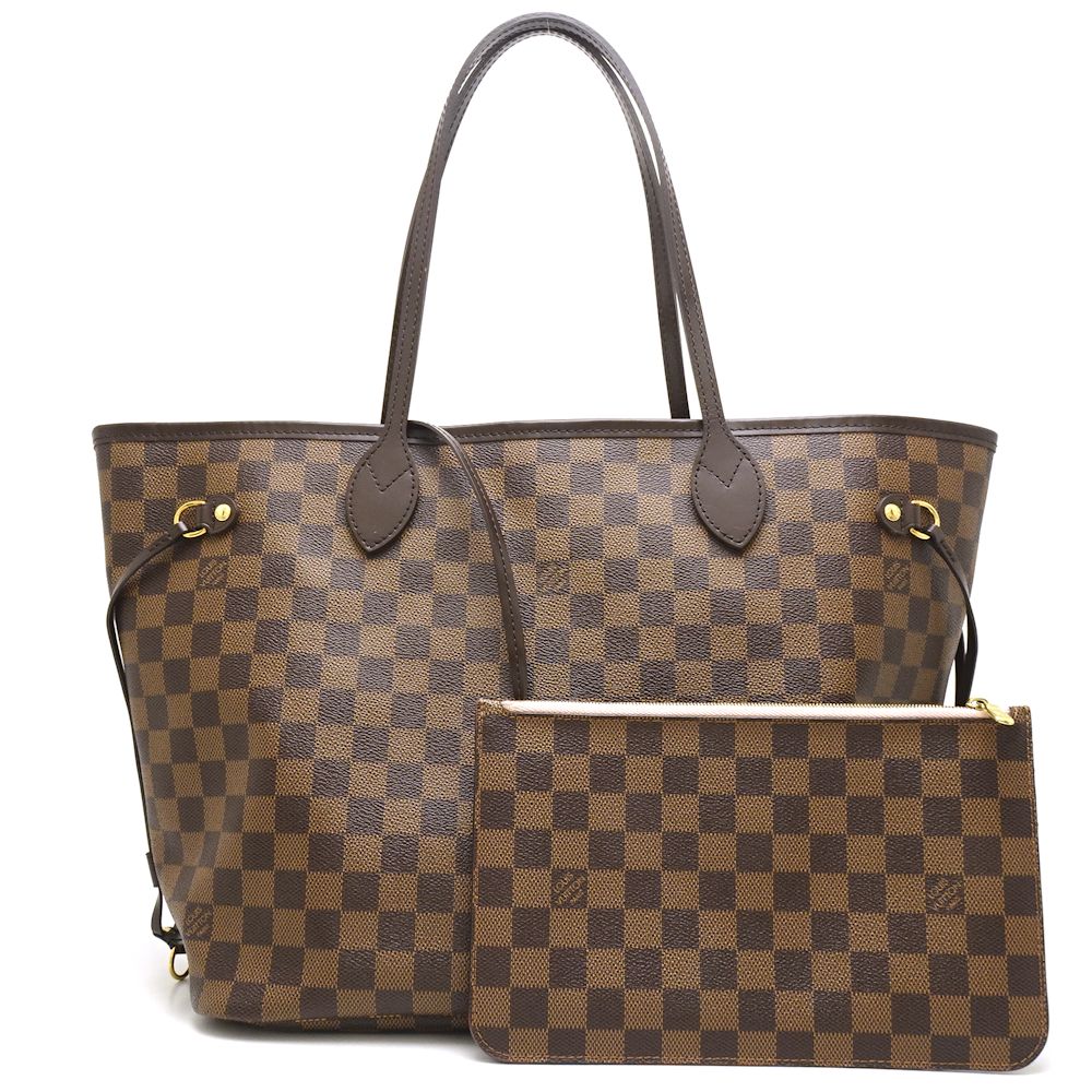 Louis Vuitton Damier Neverfull MM Rose Ballerine Tote Bag Brown