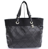 Chanel Paris Biarritz MM Handbag Shoulder Bag Black Cocomark