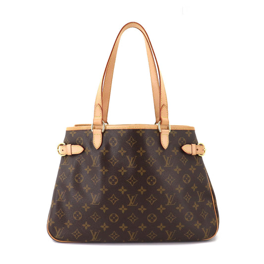 Louis Vuitton Monogram Batignolles Horizontal Tote Bag Brown Gold Metal Fittings