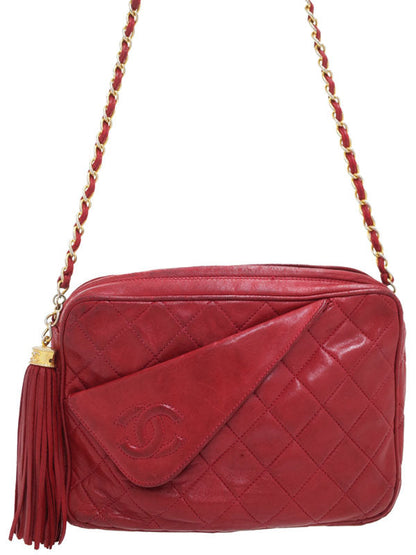 Chanel Matelasse Chain Shoulder Bag Red