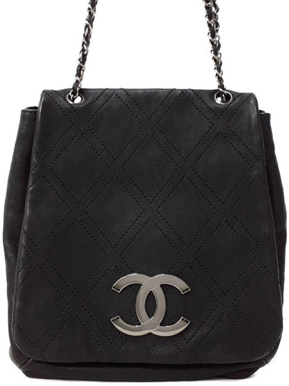 Chanel Diamond Stitch Double Chain Shoulder Bag Black
