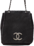 Chanel Diamond Stitch Double Chain Shoulder Bag Black