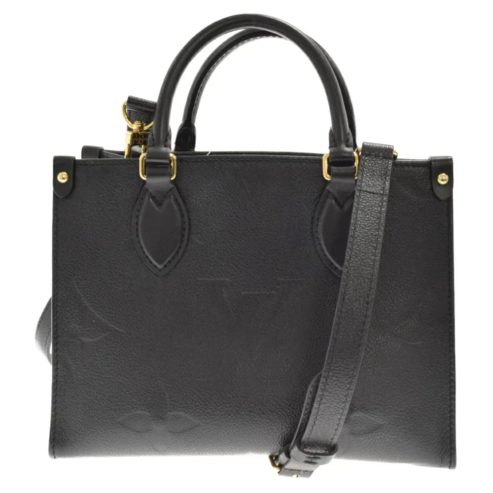 Louis Vuitton On The Go PM Shoulder Bag Implant Leather Noir Black