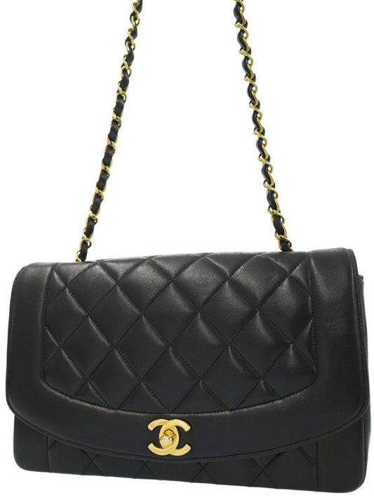 Chanel Lambskin Diana Chain Shoulder Bag Black