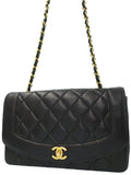 Chanel Lambskin Diana Chain Shoulder Bag Black