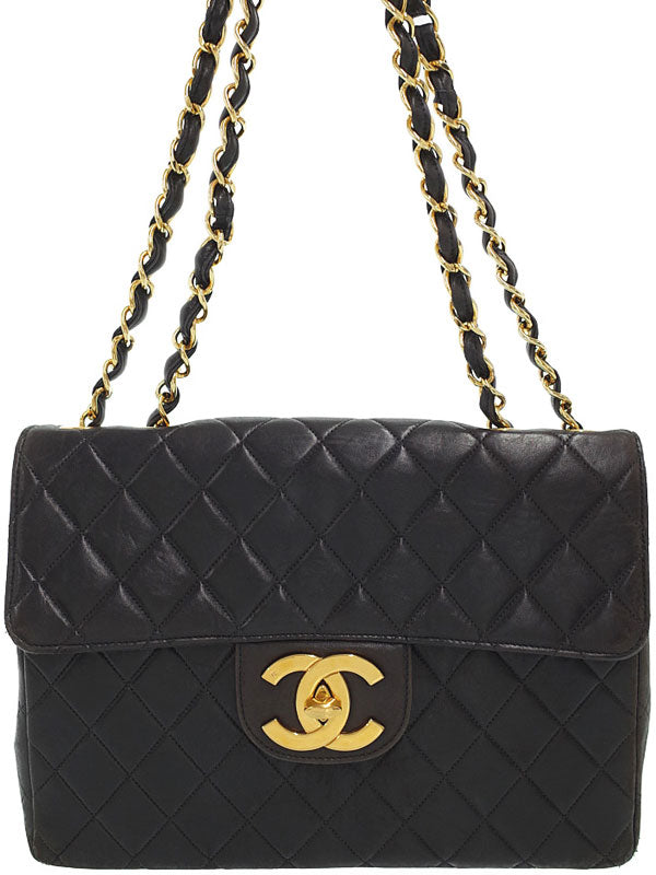 Chanel Deca Matelasse Chain Shoulder Bag Black