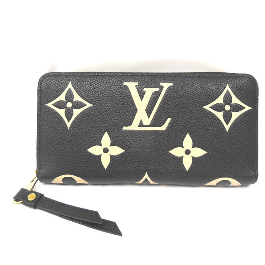 Louis Vuitton Round Zipper Long Wallet  Monogram Implant Black