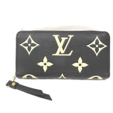 Louis Vuitton Round Zipper Long Wallet  Monogram Implant Black