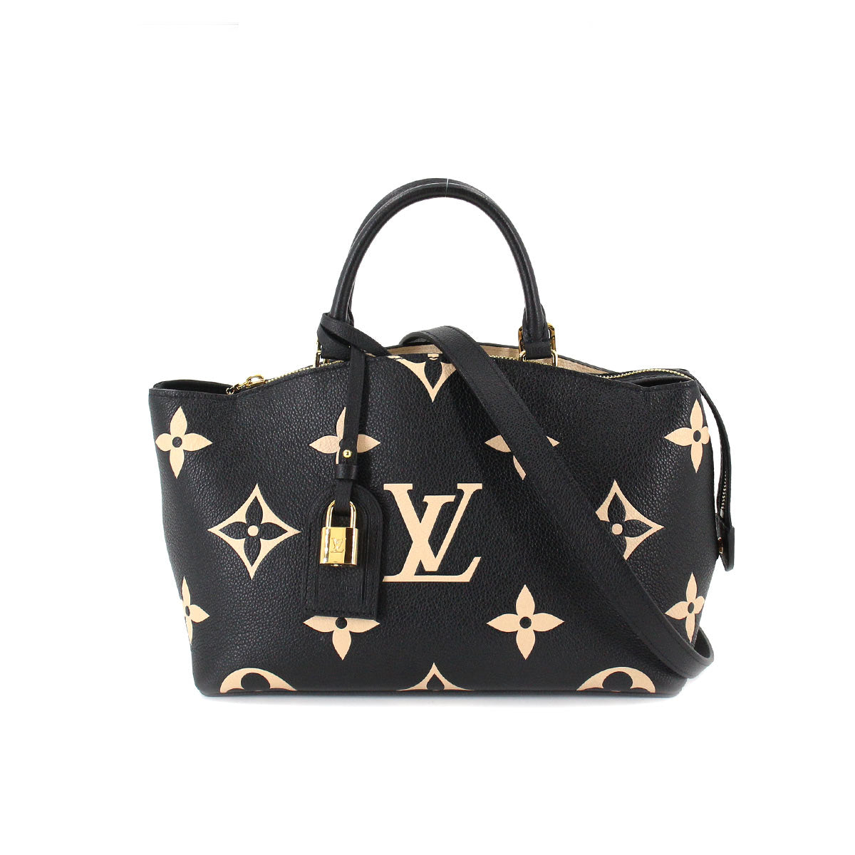 Louis Vuitton Bicolor Monogram Emplant Petit Palais PM Shoulder Bag Black Beige