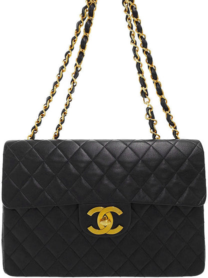 Chanel Deca Matelasse Chain Shoulder Bag Black