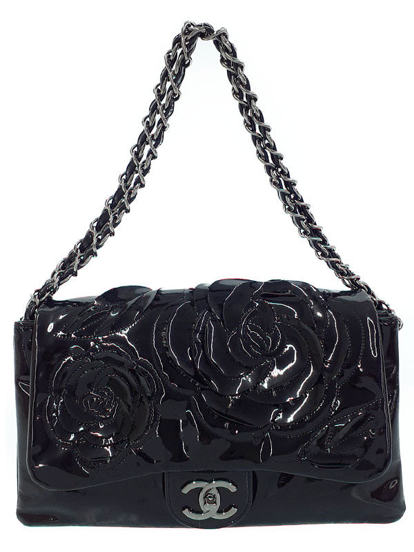 Chanel Camellia Chain Shoulder Bag Black