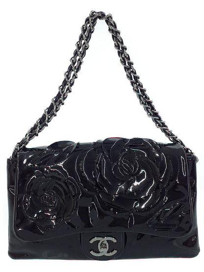 Chanel Camellia Chain Shoulder Bag Black