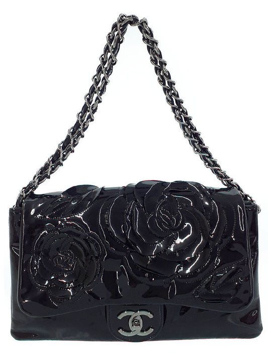 Chanel Camellia Chain Shoulder Bag Black