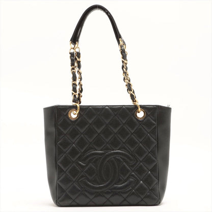 Chanel Matelasse Coco Mark Double Chain Caviar Skin Black