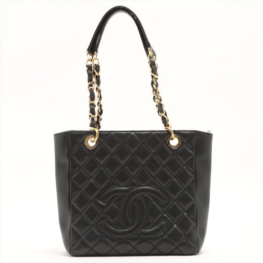 Chanel Matelasse Coco Mark Double Chain Caviar Skin Black