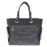 Chanel Paris Biarritz Tote Mm Tote Bag Leather Canvas Black