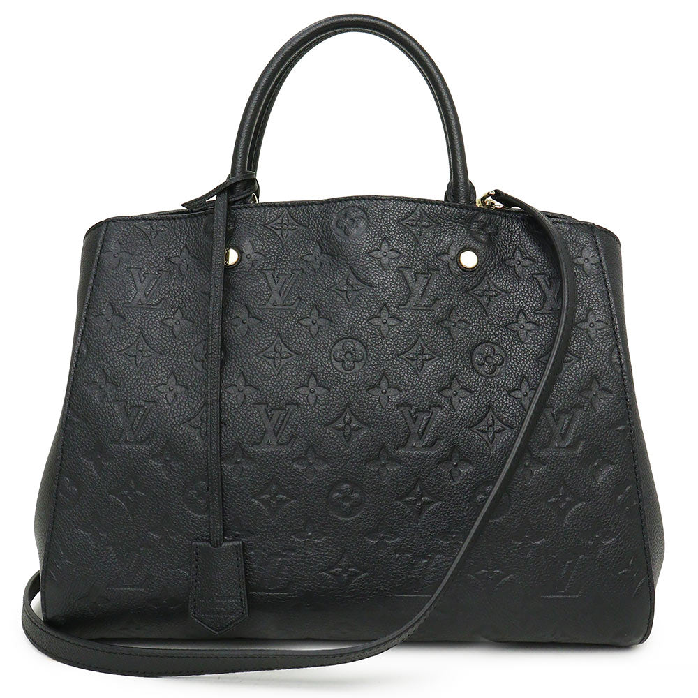 Louis Vuitton Montaigne GM 2 Way Shoulder Handbag Monogram Empreinte Leather Noir Black