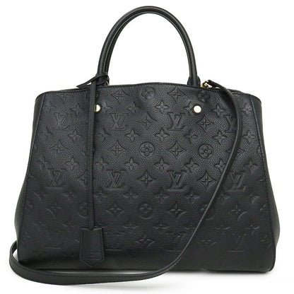 Louis Vuitton Montaigne GM 2 Way Shoulder Handbag Monogram Empreinte Leather Noir Black