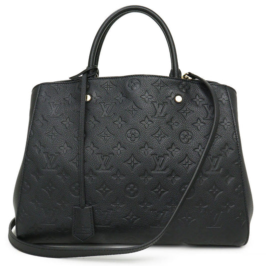Louis Vuitton Montaigne GM 2 Way Shoulder Handbag Monogram Empreinte Leather Noir Black