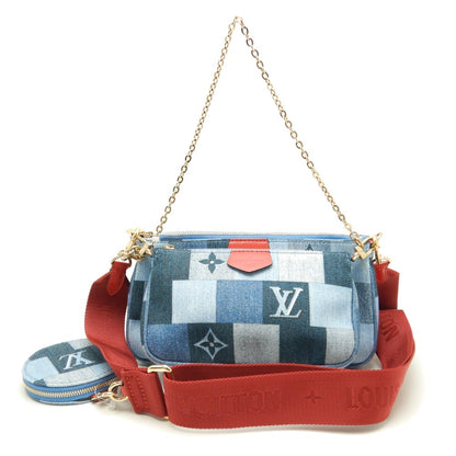Louis Vuitton Denim Monogram Multi Pochette Accessoire Blue Red