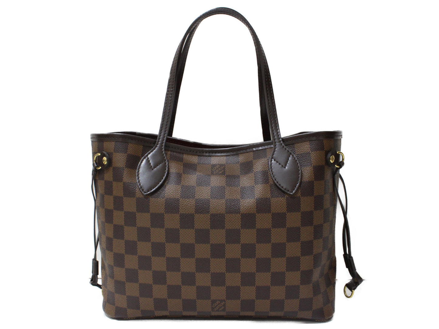 Louis Vuitton Neverfull PM Tote Bag Pouch Damier Ebene Brown