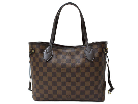 Louis Vuitton Neverfull PM Tote Bag Pouch Damier Ebene Brown