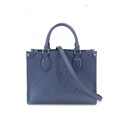 Louis Vuitton Monogram Implant Onthego PM 2 Way Tote Shoulder Bag Navy