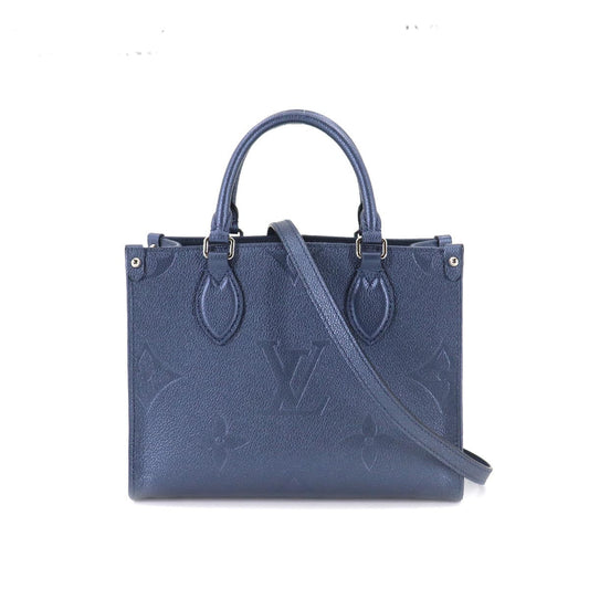 Louis Vuitton Monogram Implant Onthego PM 2 Way Tote Shoulder Bag Navy