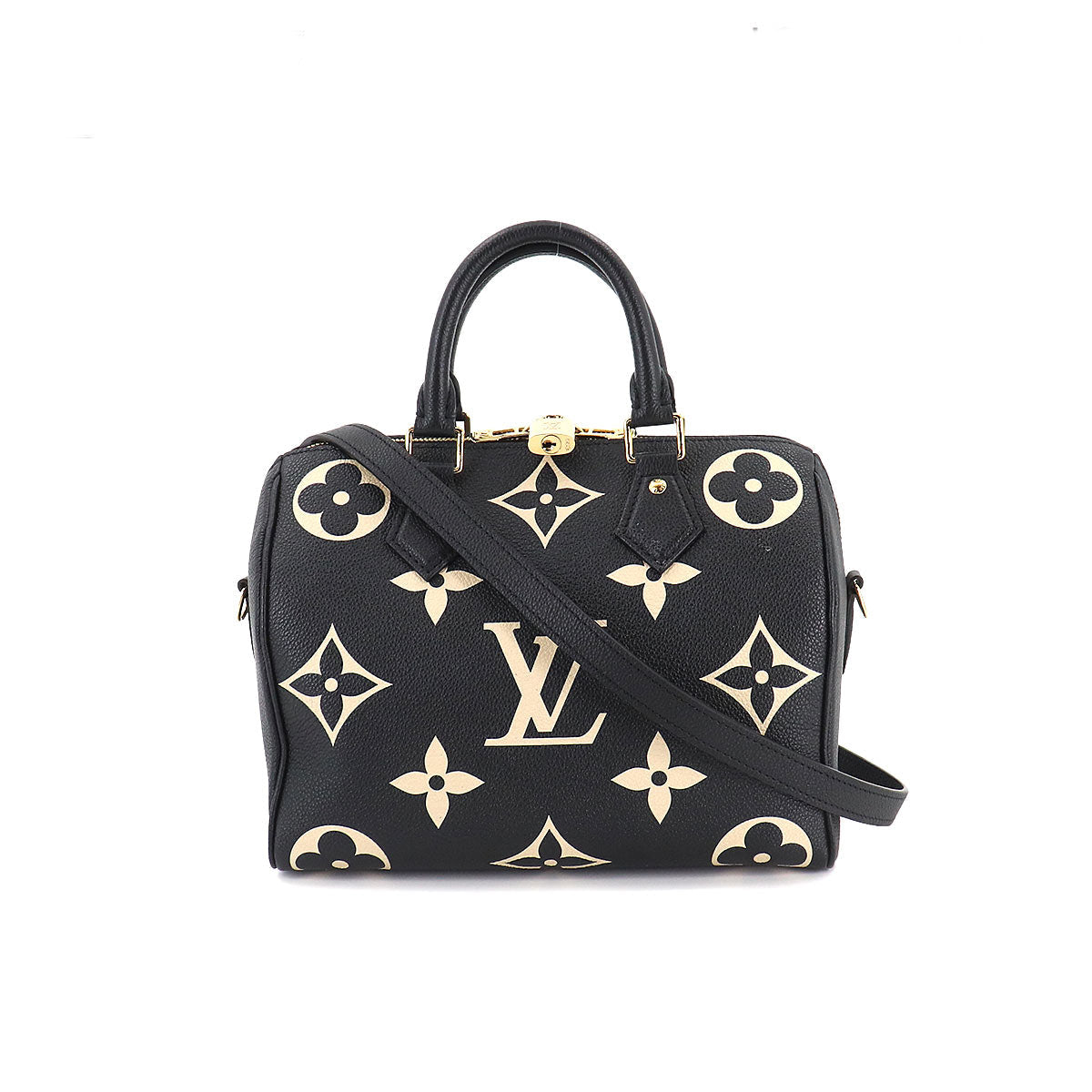 Louis Vuitton Bicolor Implant Speedy Bandouliere 25 Shoulder Bag Black