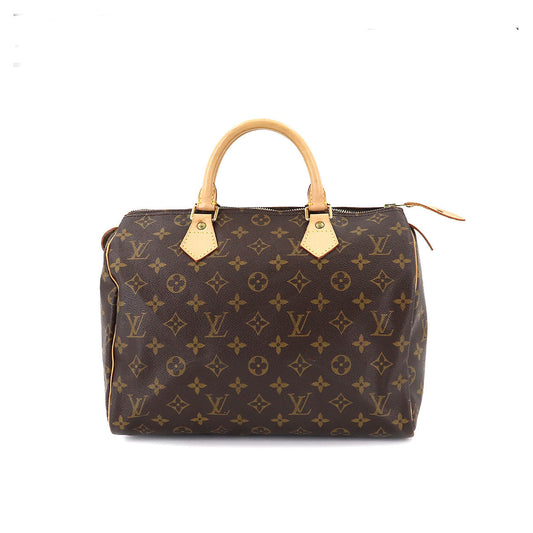 Louis Vuitton Monogram Speedy 30 HandBag Brown Gold Hardware