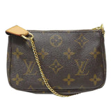 Louis Vuitton Mini Pochette Accessoire Monogram Chain Hand Bag Brown