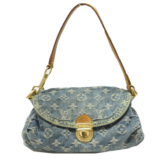 Louis Vuitton Mini Pleaty Monogram Denim Shoulder Bag Blue