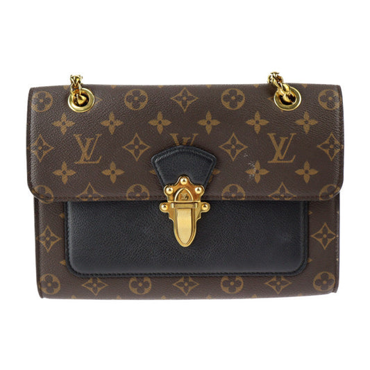 Louis Vuitton Victoire Shoulder Bag Monogram Canvas Calfskin Brown