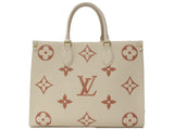 Louis Vuitton On The Go MM Handbag Monogram Implant Creme