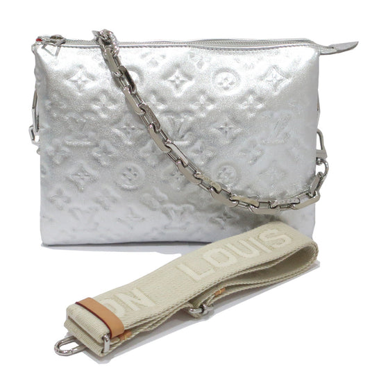 Louis Vuitton Coussin PM Monogram Embossed Lambskin Leather Silver